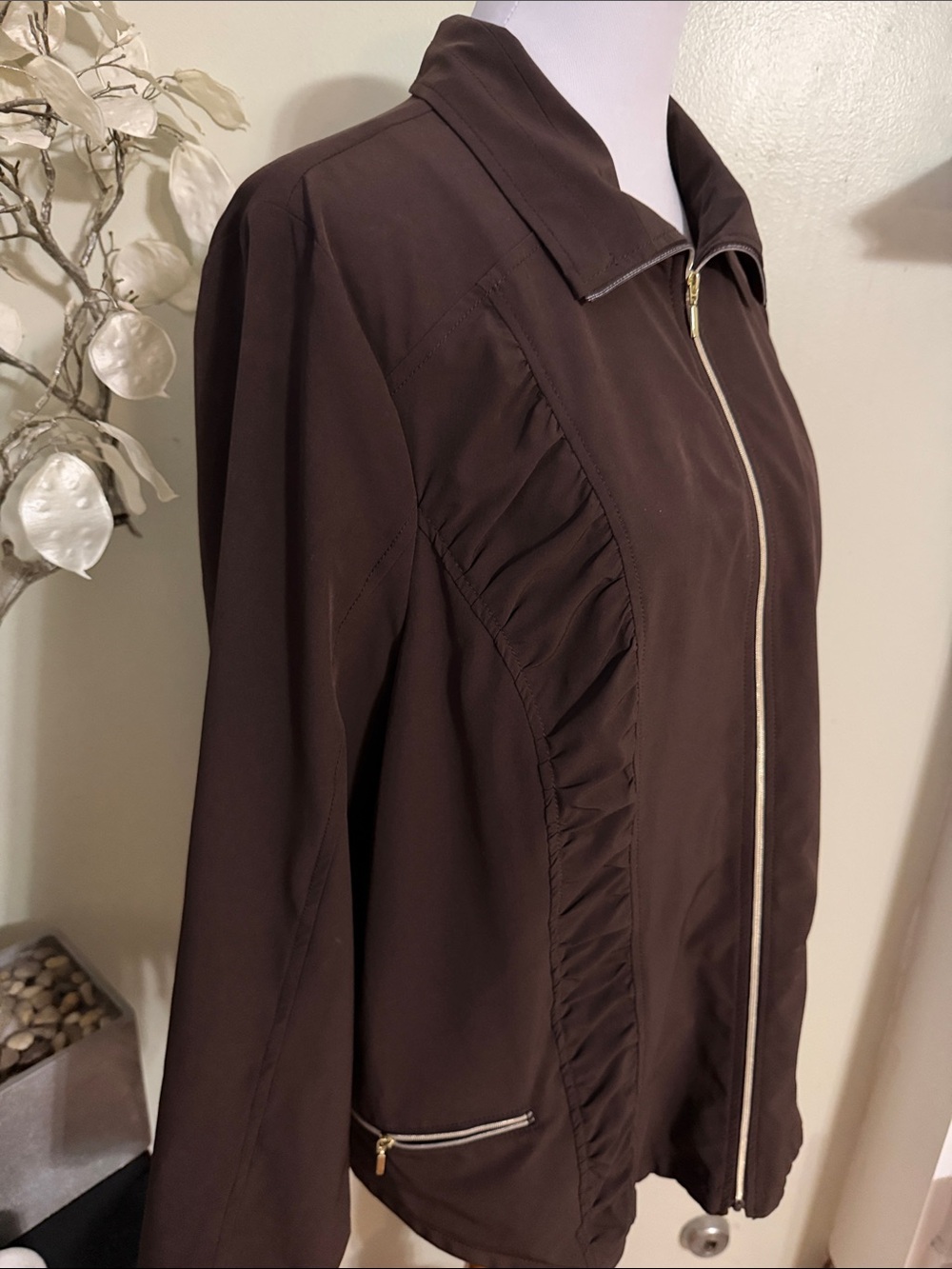 Chico's Zenergy Dark Brown Water repellent Zip-Front Utility Jacket - Picture 6 of 6